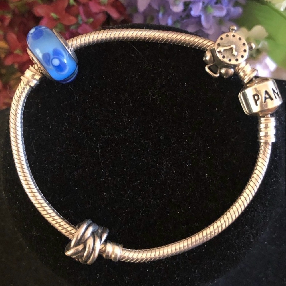 Pandora Sterling Silver Moments Barrel Clasp Snake Chain Charm Bracelet